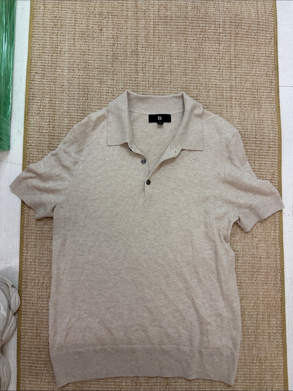 Banana Republic Men's Light Beige Short-Sleeve Polo